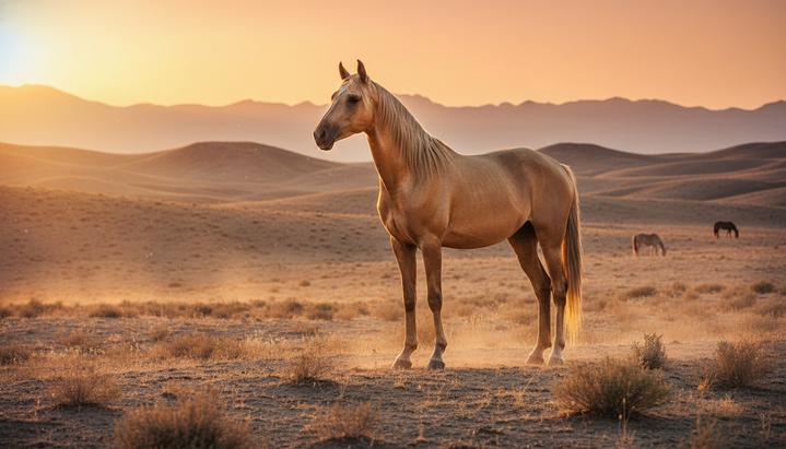 Туркменистан: 2026 год посвящен «небесным скакунам» и наследию нации Величественный ахалтекинский конь золотистого окраса с характерным металлическим блеском в предгорьях Копетдага.