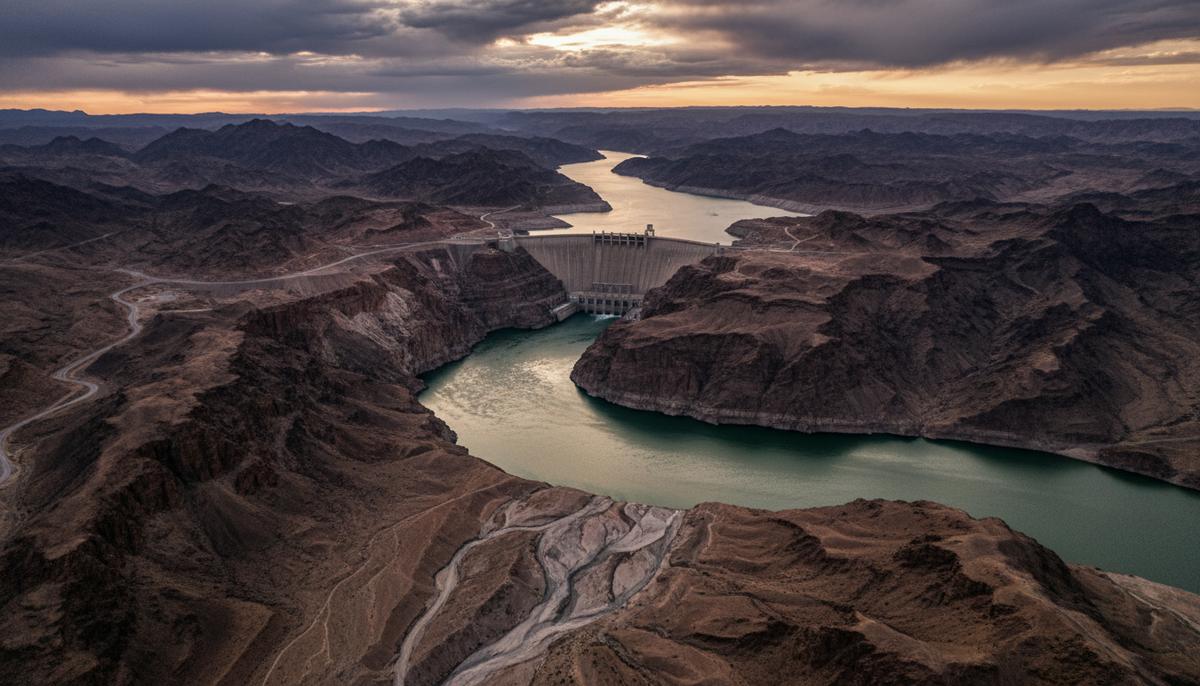Договор по Инду: как водный спор Индии и Пакистана стал угрозой для всего мира Вид с воздуха на реку Инд, протекающую через засушливую горную долину, и бетонная плотина гидроэлектростанции вдалеке.