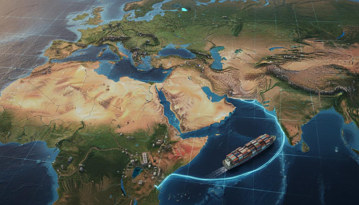 IMEC против Пояса и пути: битва за Азию переходит в цифровую плоскость Географическая карта с маршрутами от Индии до Европы. На карте видны пересекающиеся линии морских и сухопутных путей и светящийся подводный кабель.