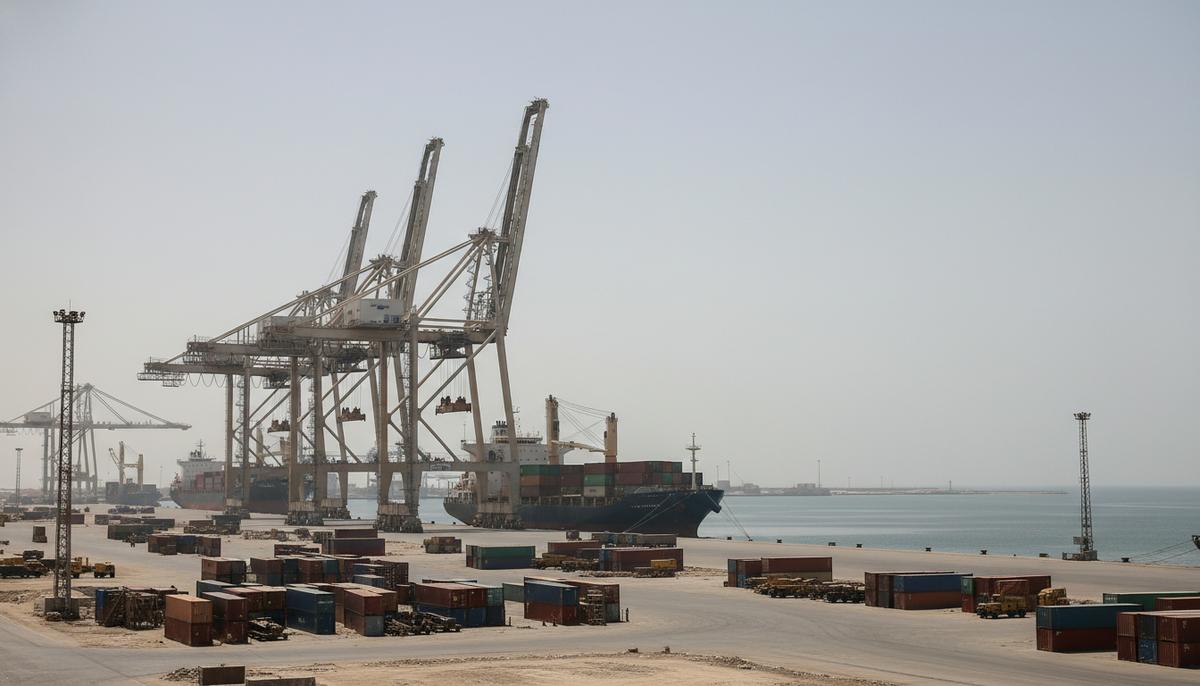 Новая сделка с США расколола Индию: цена вопроса – суверенитет и российская нефть Вид на иранский порт Чабахар с простаивающими грузовыми кранами и контейнерами на причале у спокойного моря.