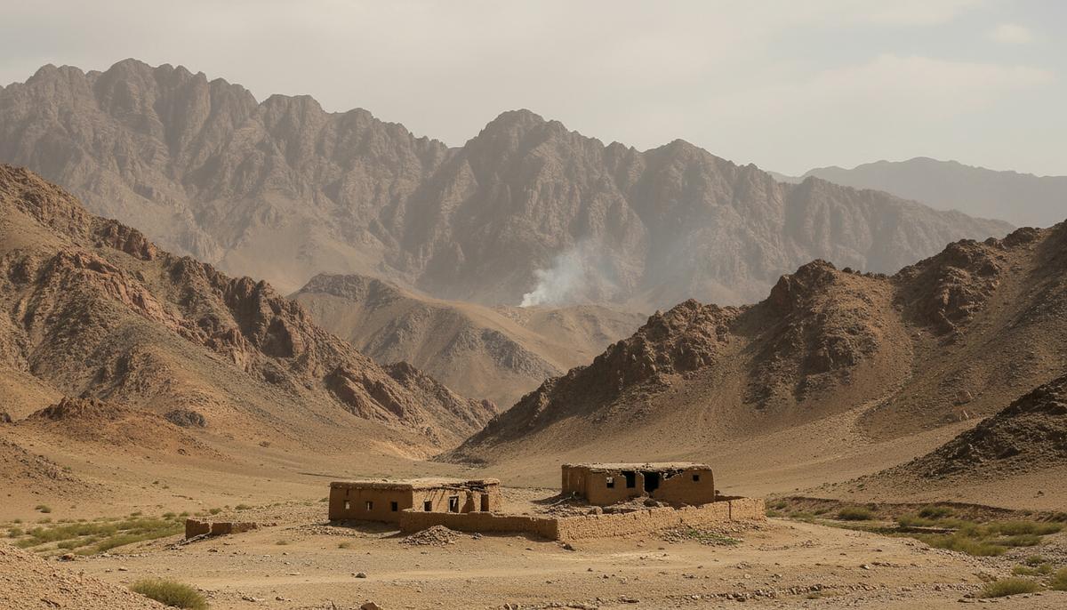 Право на самооборону: почему Пакистан нанес авиаудары по Афганистану Скалистый горный пейзаж на границе Афганистана и Пакистана. В долине виднеется заброшенное глинобитное строение.