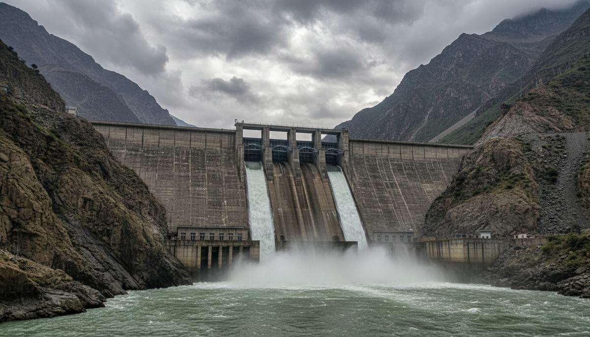 Договор по водам Инда: молчание Индии в суде играет на руку Пакистану Массивная бетонная плотина гидроэлектростанции на бурной реке в окружении скалистых гималайских гор.