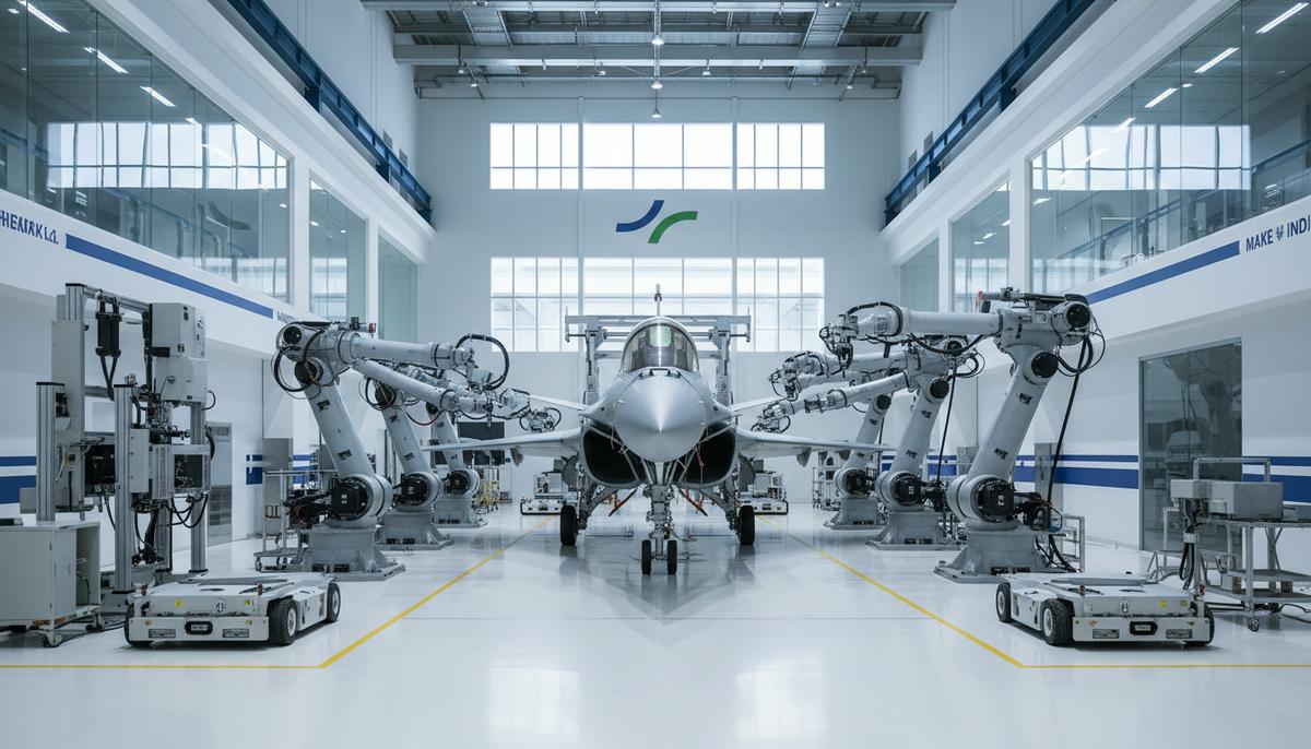 От Rafale до AMCA: Индия и Франция укрепляют оборонный союз на десятилетия Сборочная линия истребителей на современном авиационном заводе в Индии. Фюзеляж самолета Rafale в цеху.