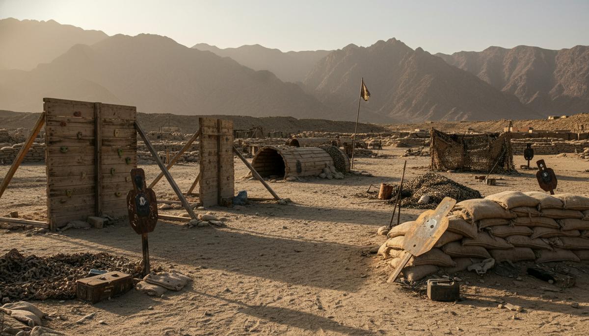 Отчет ООН: Афганистан – убежище для террористов, угрожающих региону Заброшенный тренировочный лагерь в скалистых горах с полосой препятствий, мешками с песком и старыми мишенями.