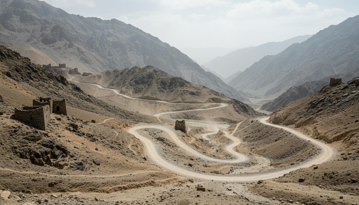 Фактор Афганистана: как трансграничные сети подрывают безопасность Пакистана Горный перевал и извилистая грунтовая дорога в засушливом приграничном регионе между Пакистаном и Афганистаном.